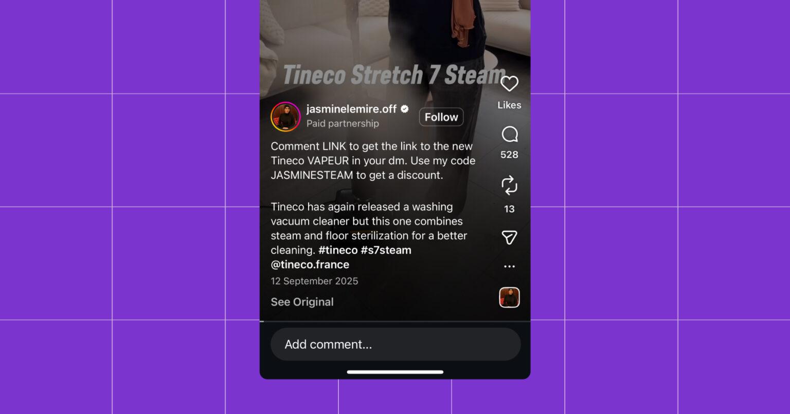 Screenshot of Instagram post using a Manychat automation "comment LINK"