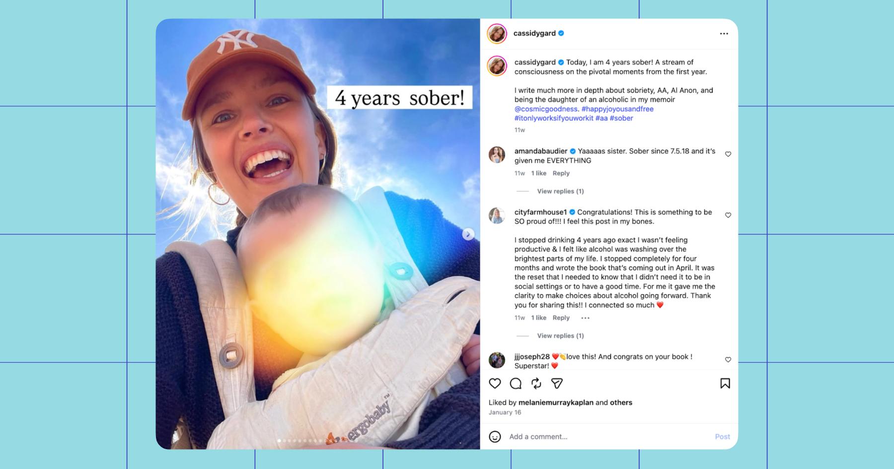 Screenshot of a celebratory post example 