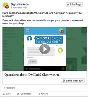 Facebook Messenger Ad Best Practice Examples from DigitalMarketer