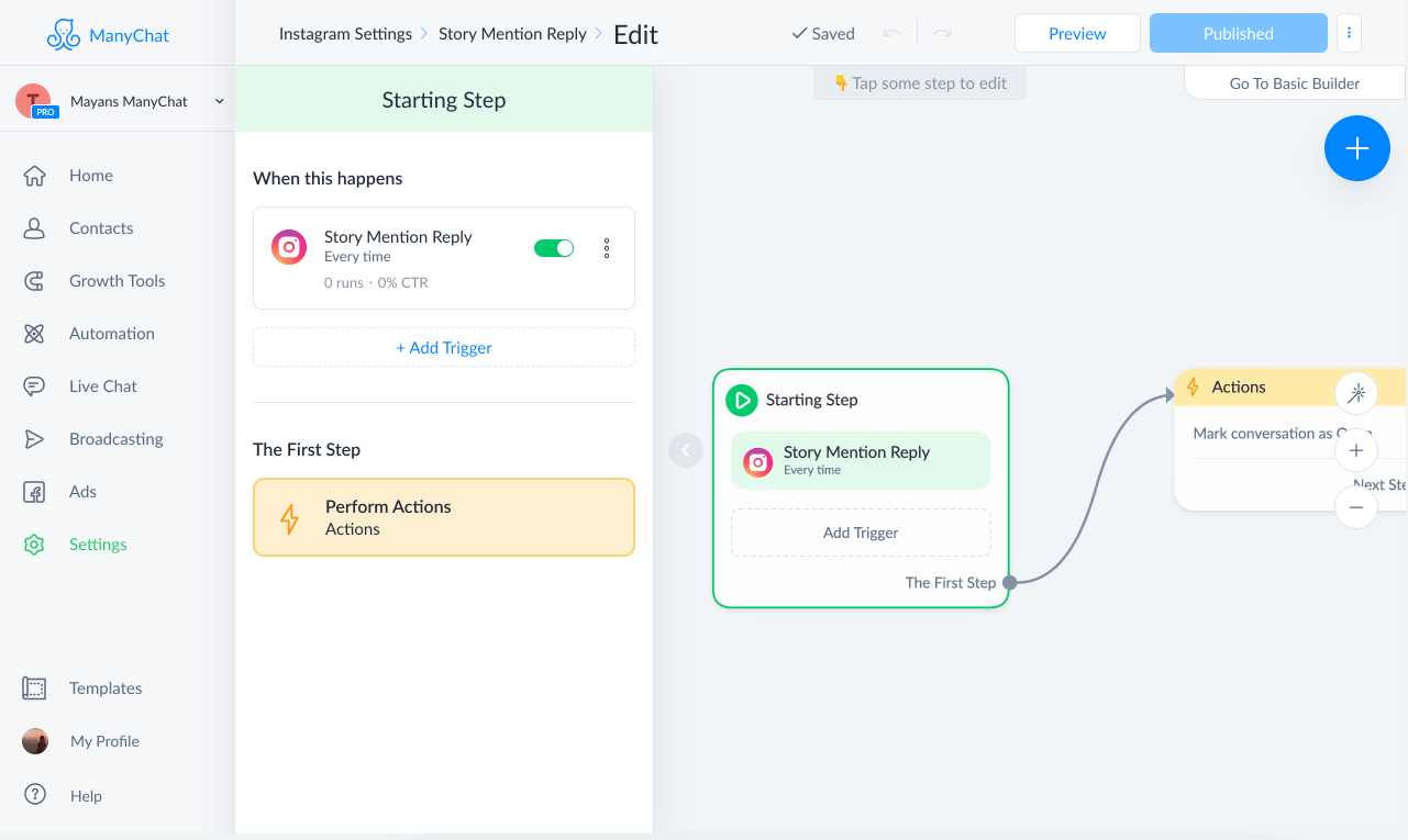 instagram automation example