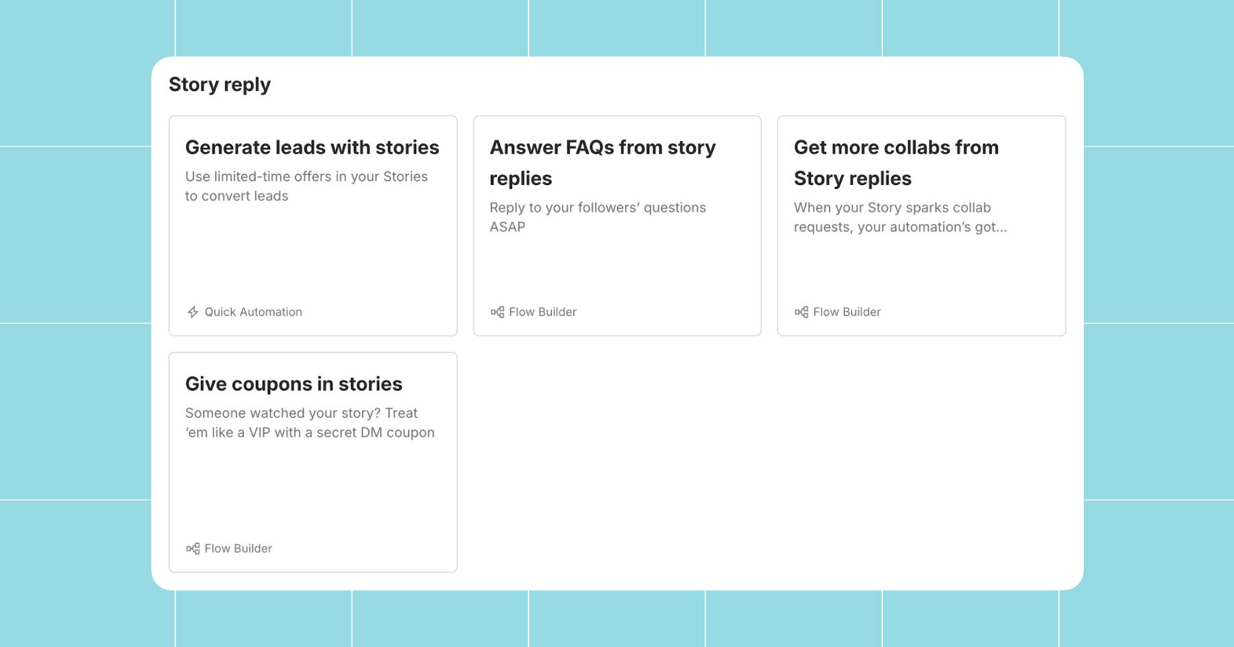 Screenshot of Story reply template options for automations