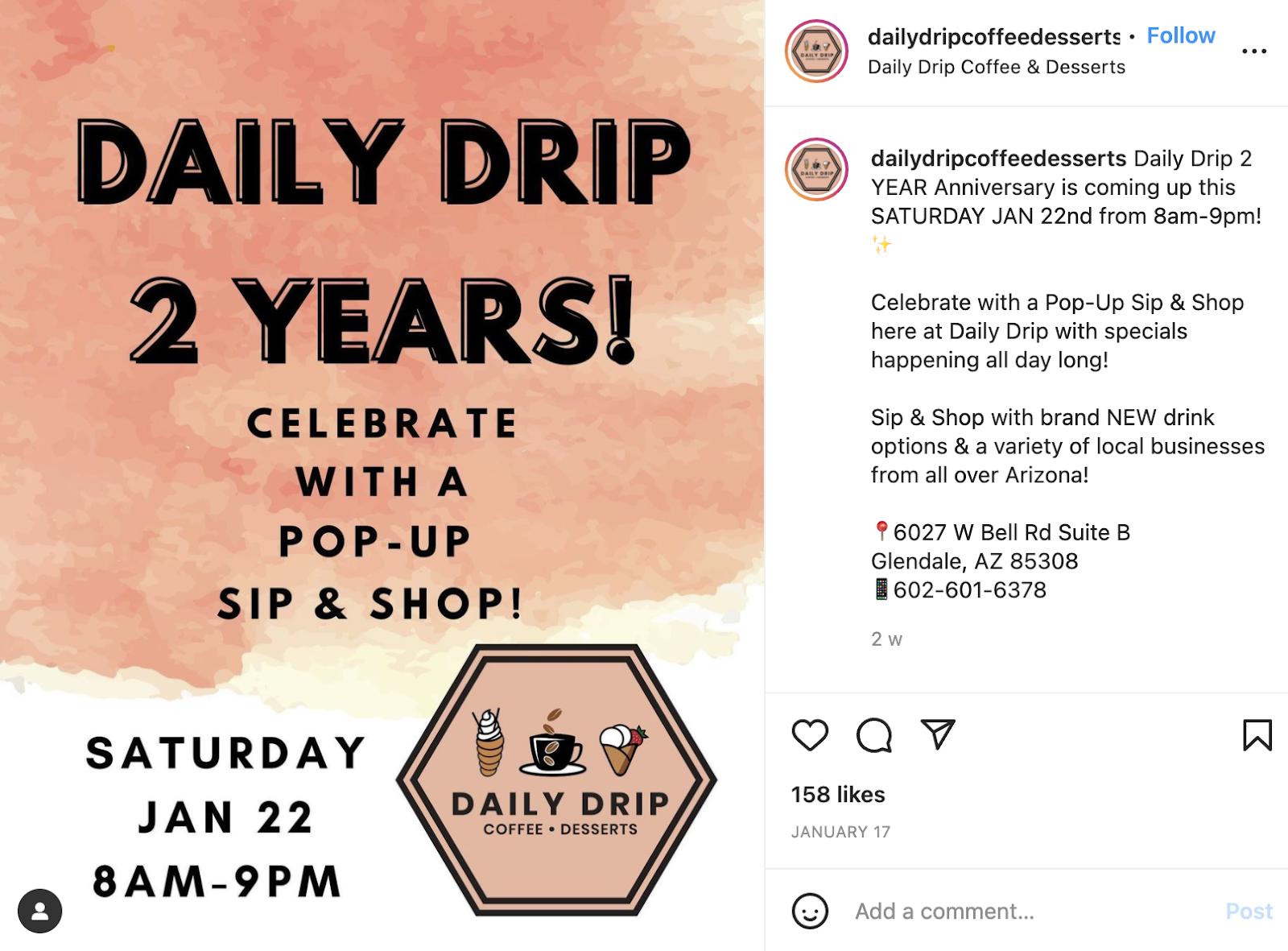 instagram pop-up shop example
