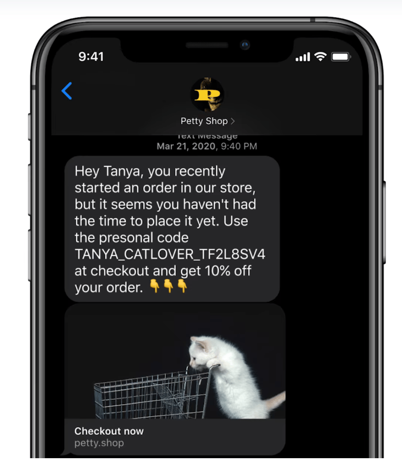 Abandoned cart SMS