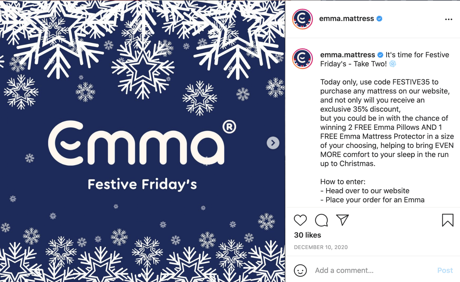 emma mattress christmas giveaway example 