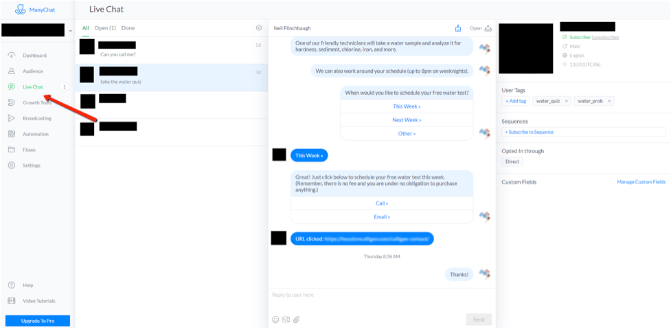 Manychat Live Chat