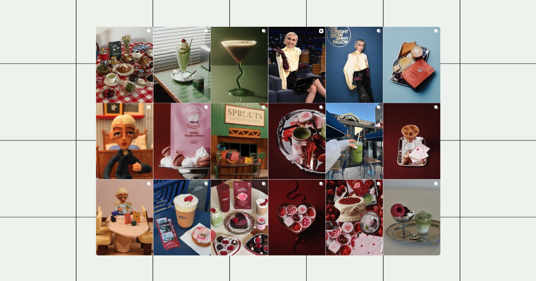 Screenshot of an example Instagram grid that's aesthetically pleasing