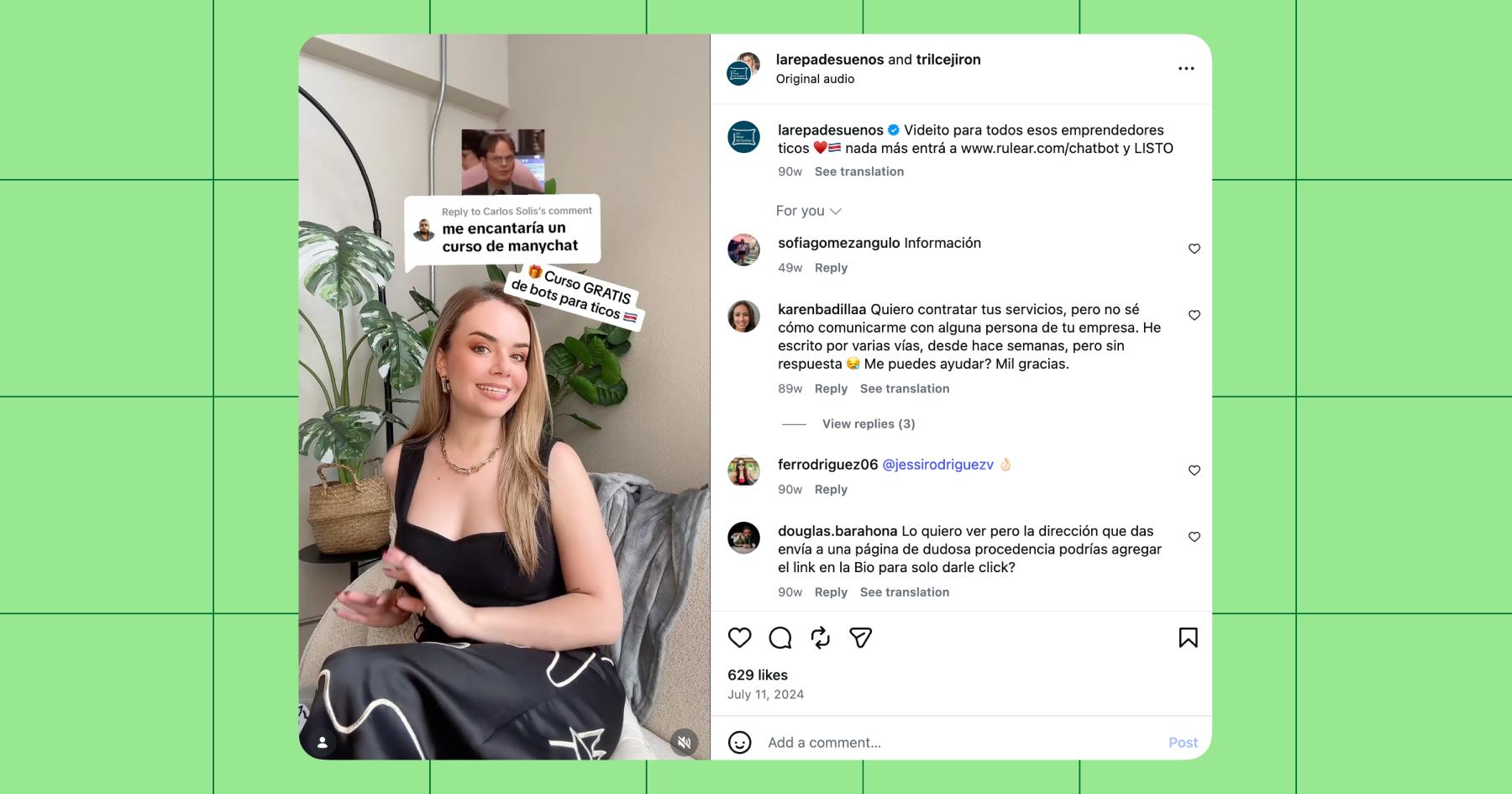 Screenshot of Trilce Jiron on Instagram