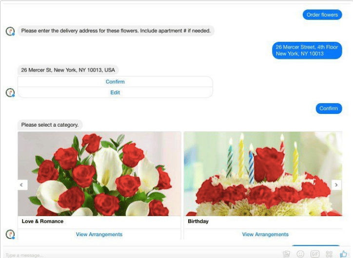 1-800-Flowers Click to Messenger ad example on Facebook