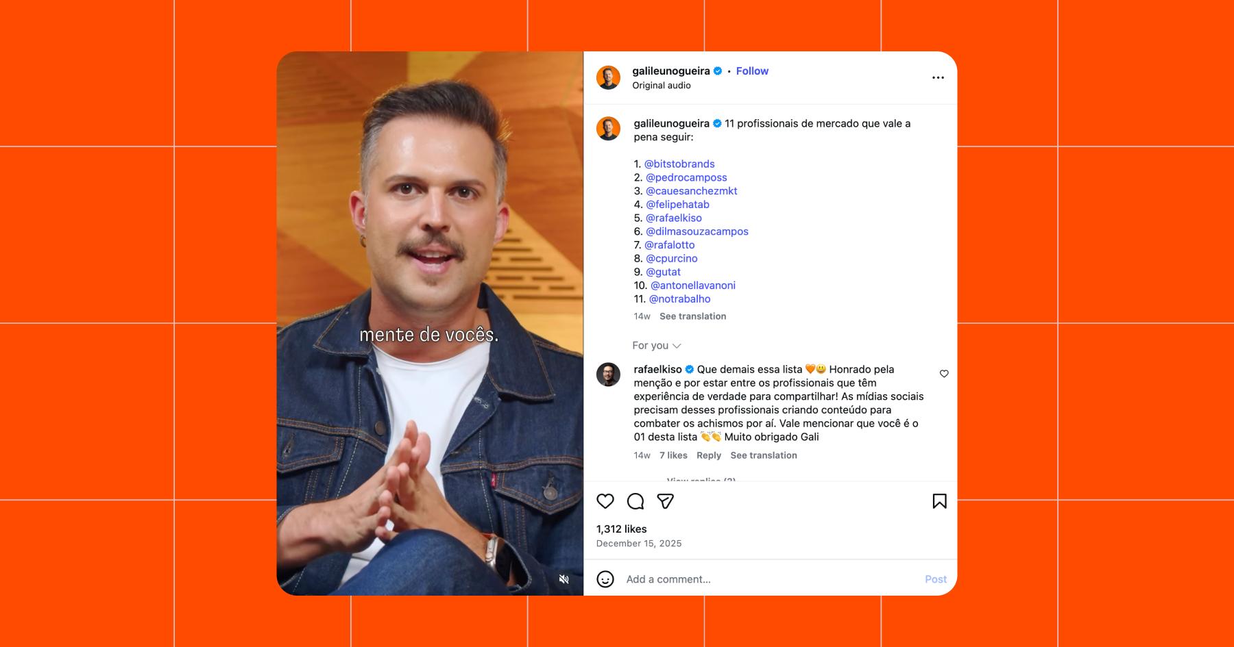 Screenshot of Galileu Nogueira on Instagram