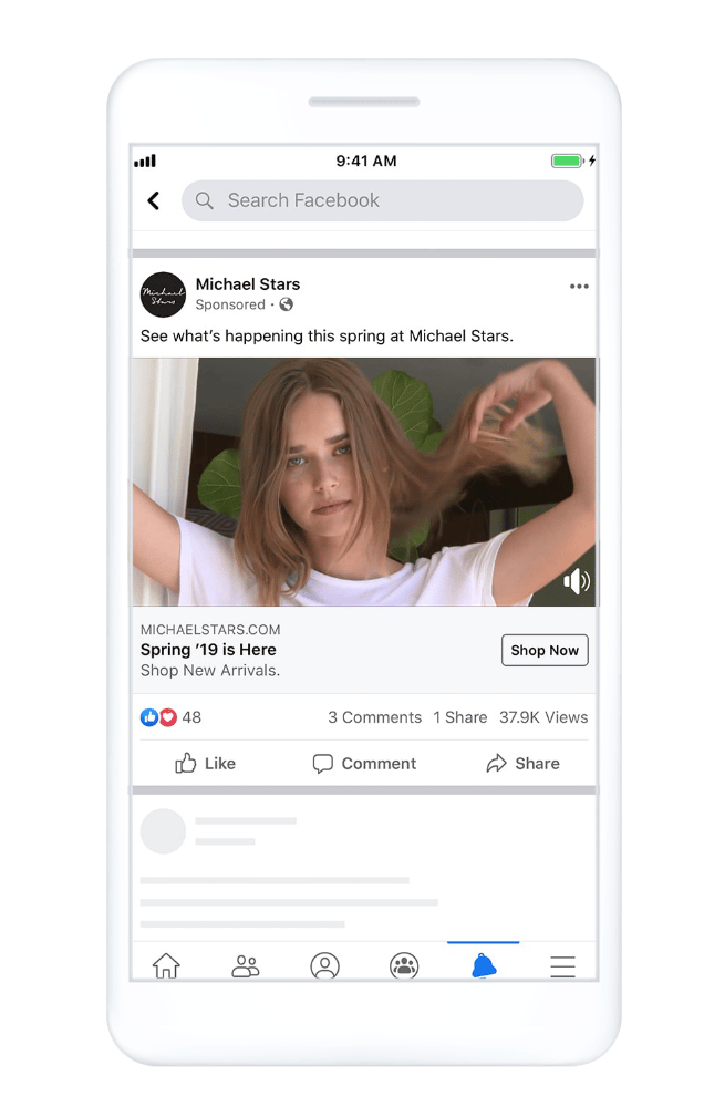 Michael Stars Facebook Video ad example