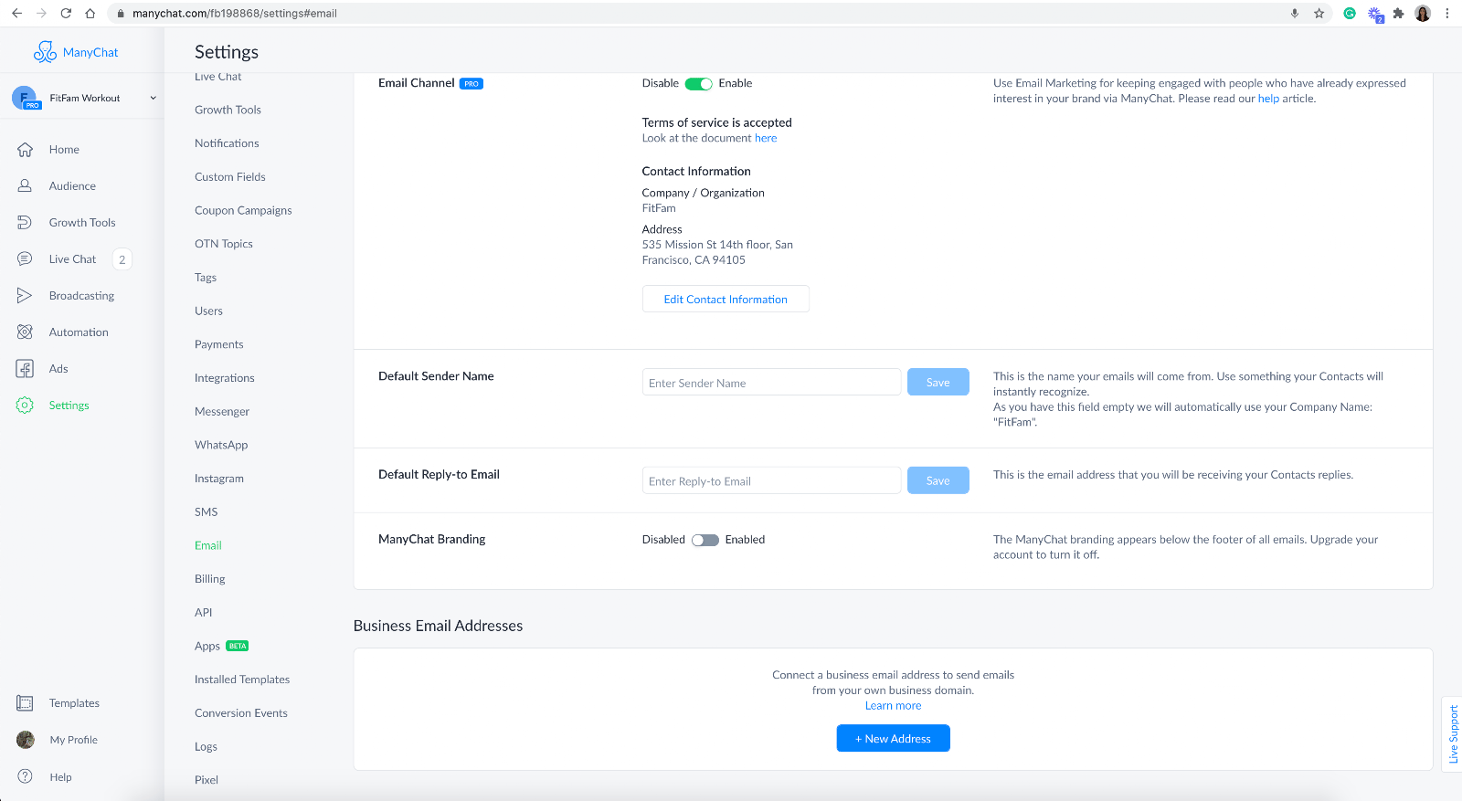 business email settings