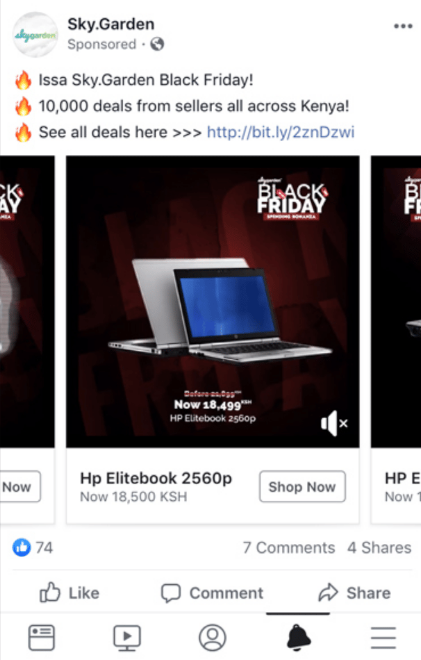 Facebook dynamic product ad from Sky.Garden