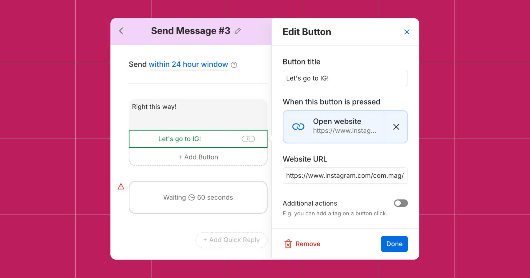 Screenshot of messaging options