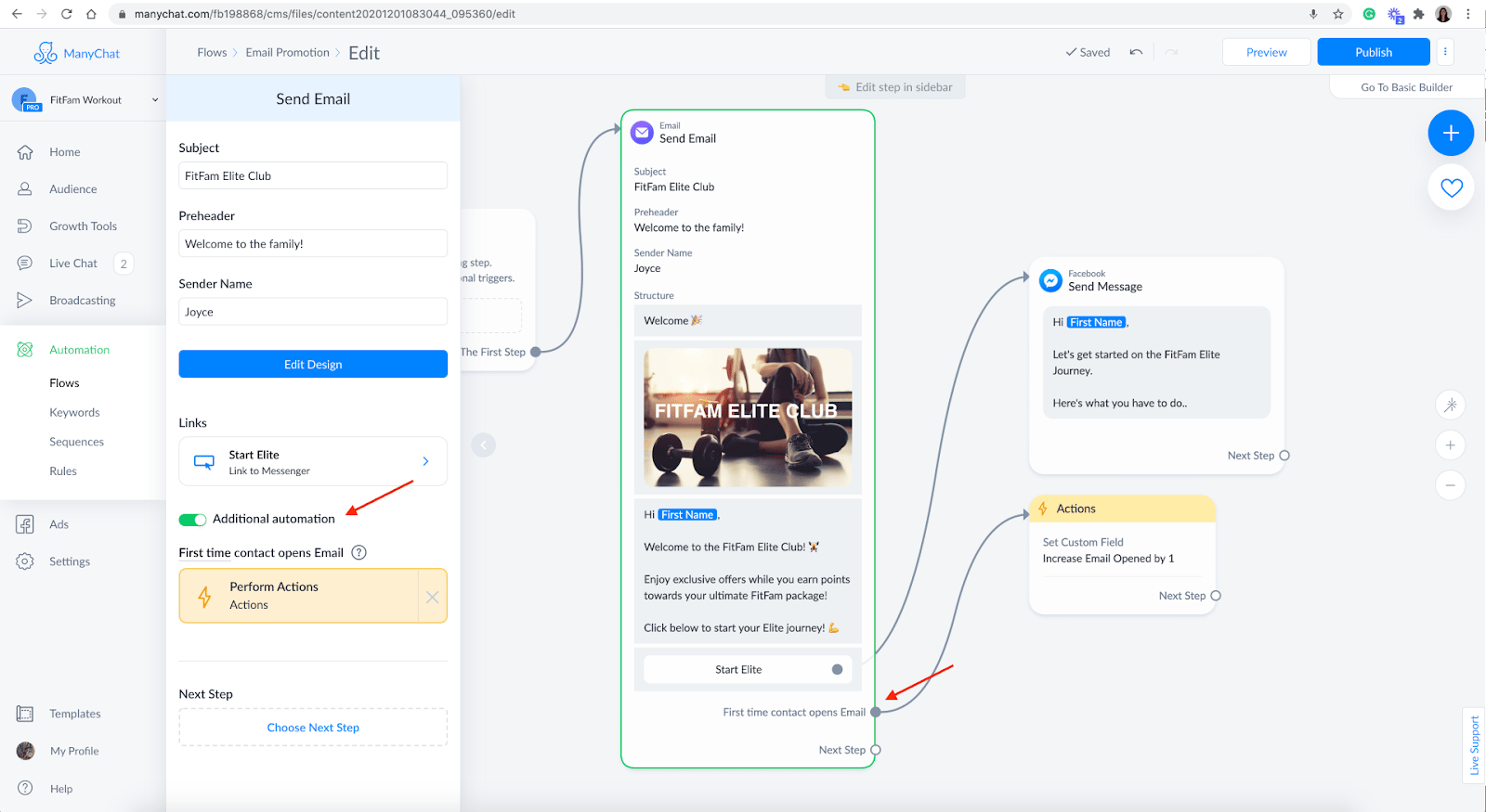 Manychat email builder