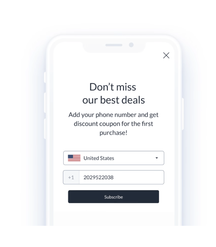 SMS modal widget