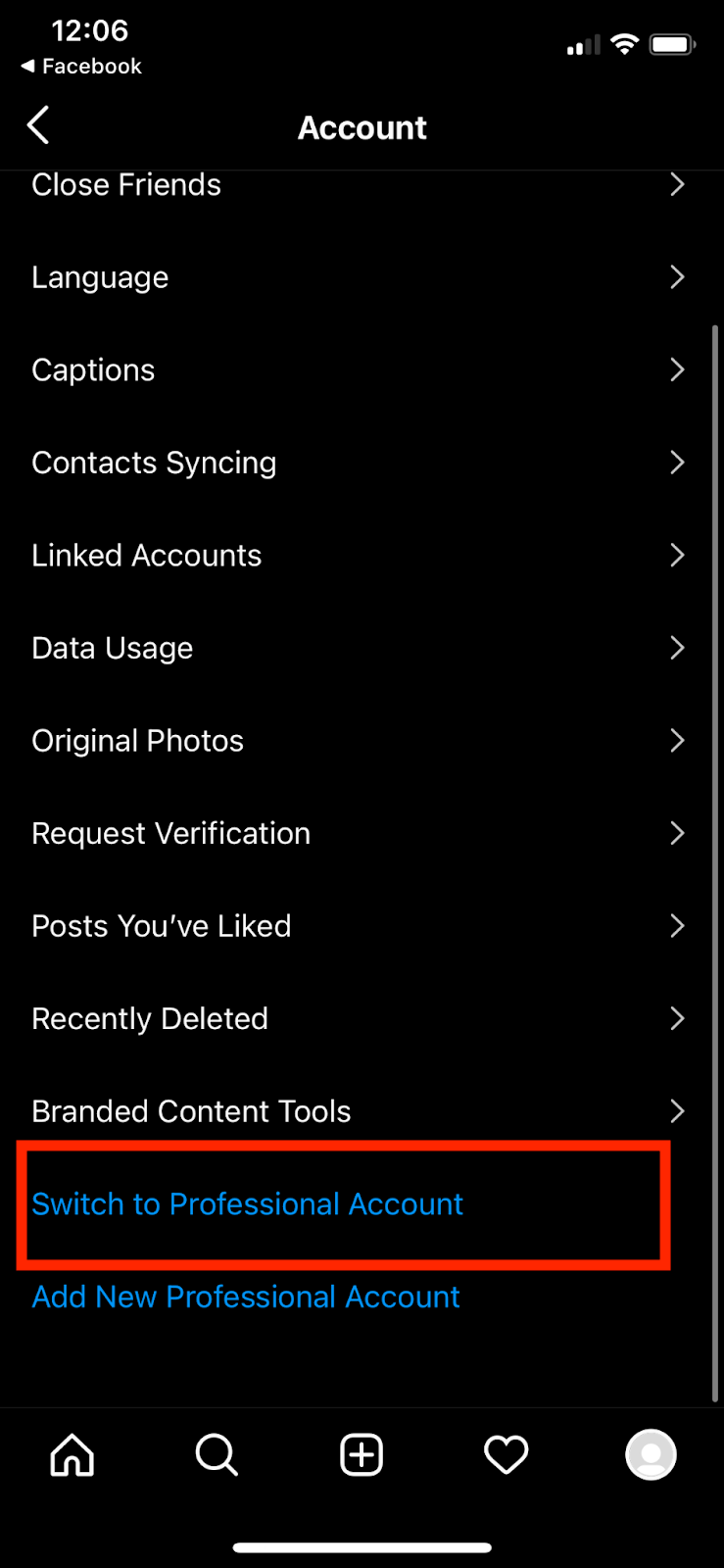 switch to pro account