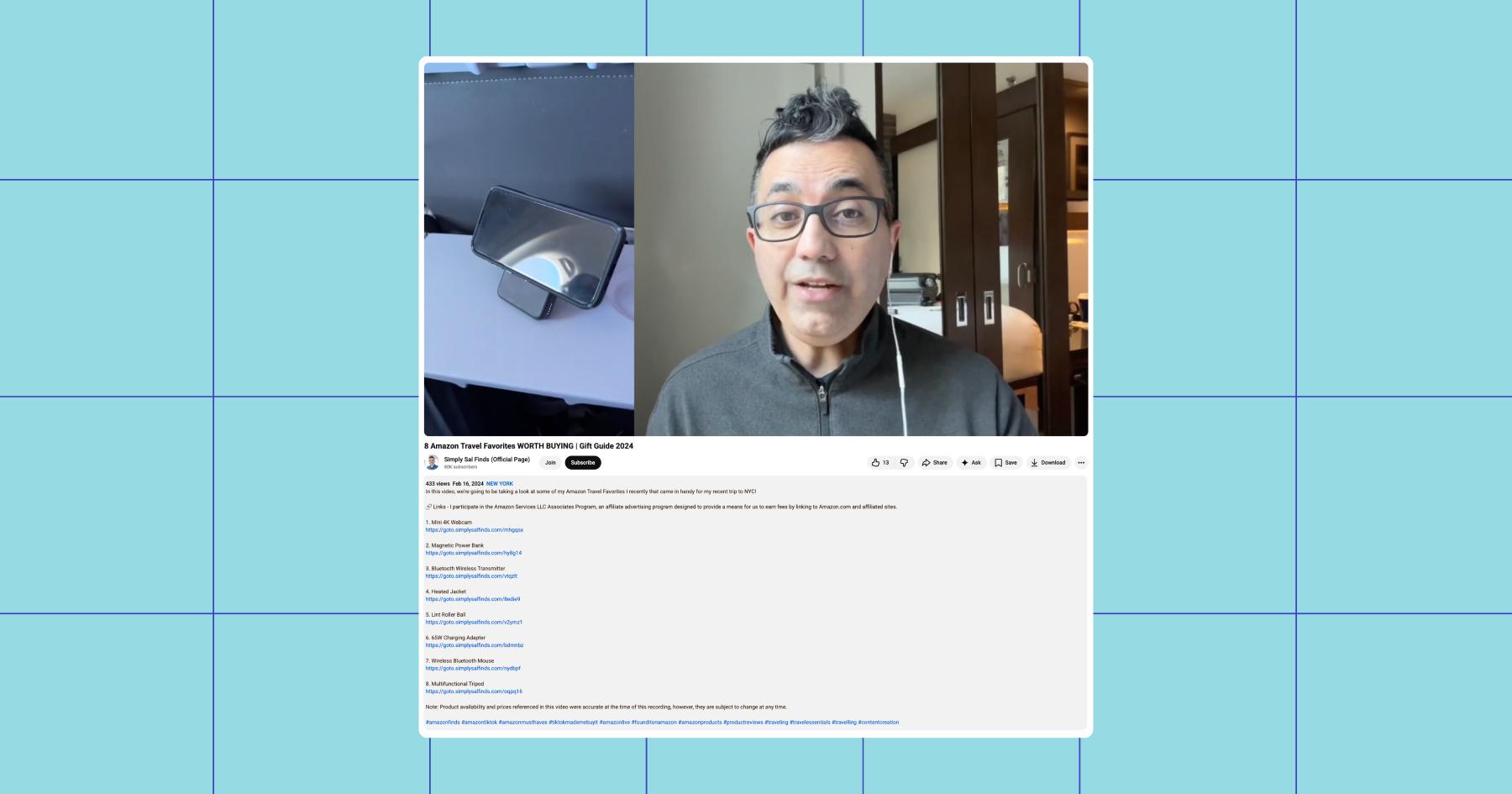 Screenshot of Amazon Affiliate creator Sal Farzin