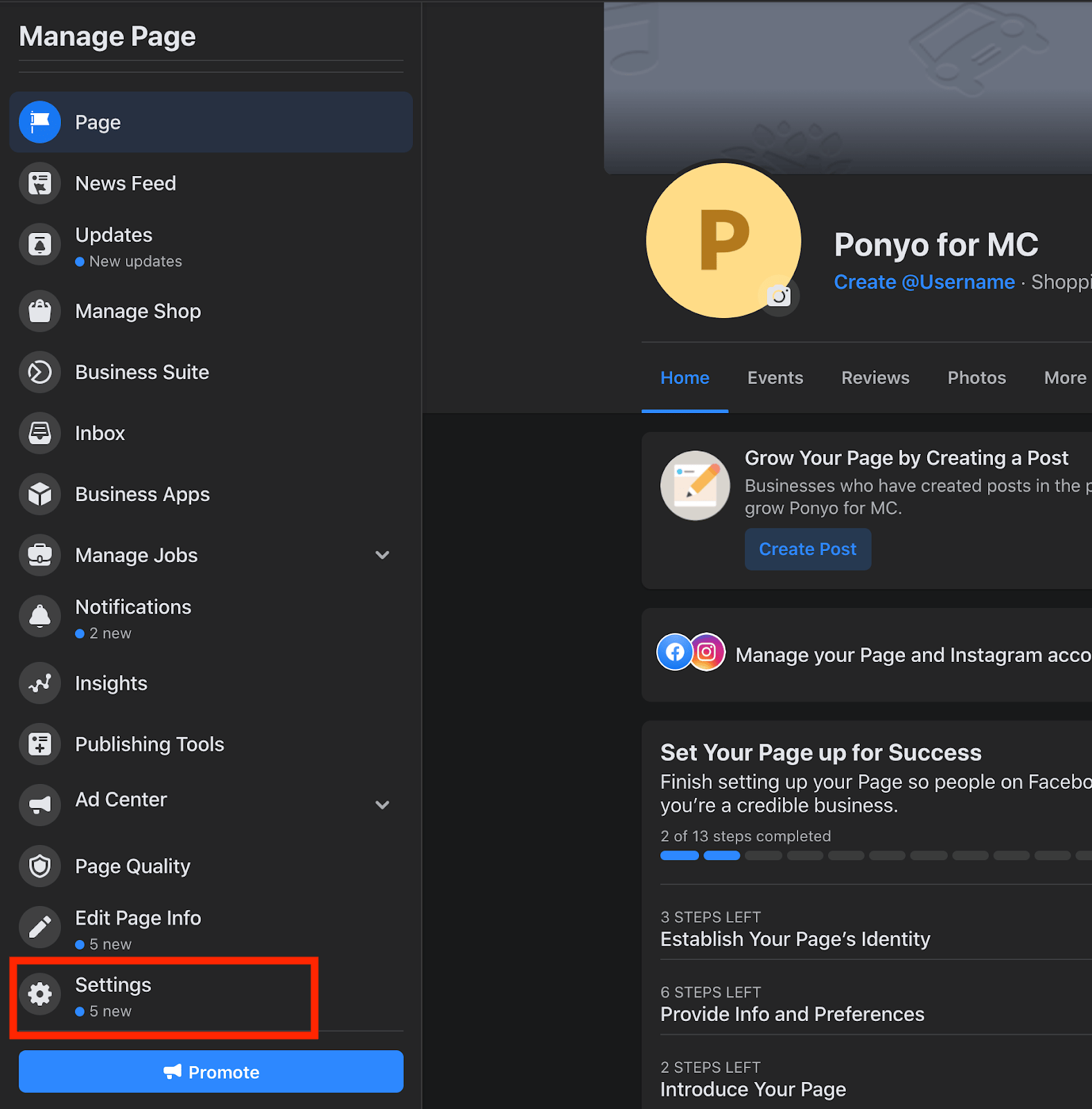 facebook business page