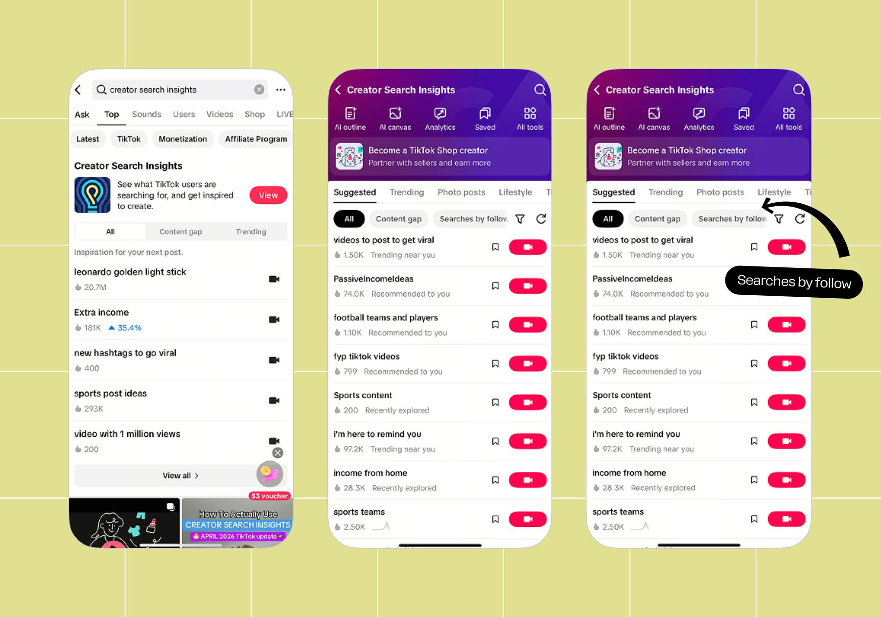 Screenshot of what Creator Search Insights on TikTok