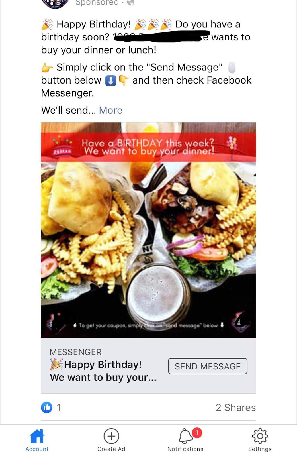 Birthday Bot Messenger Ad Example