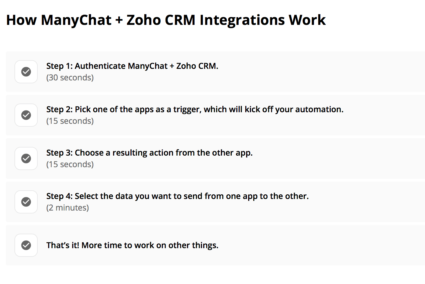 zoho integration with manychat