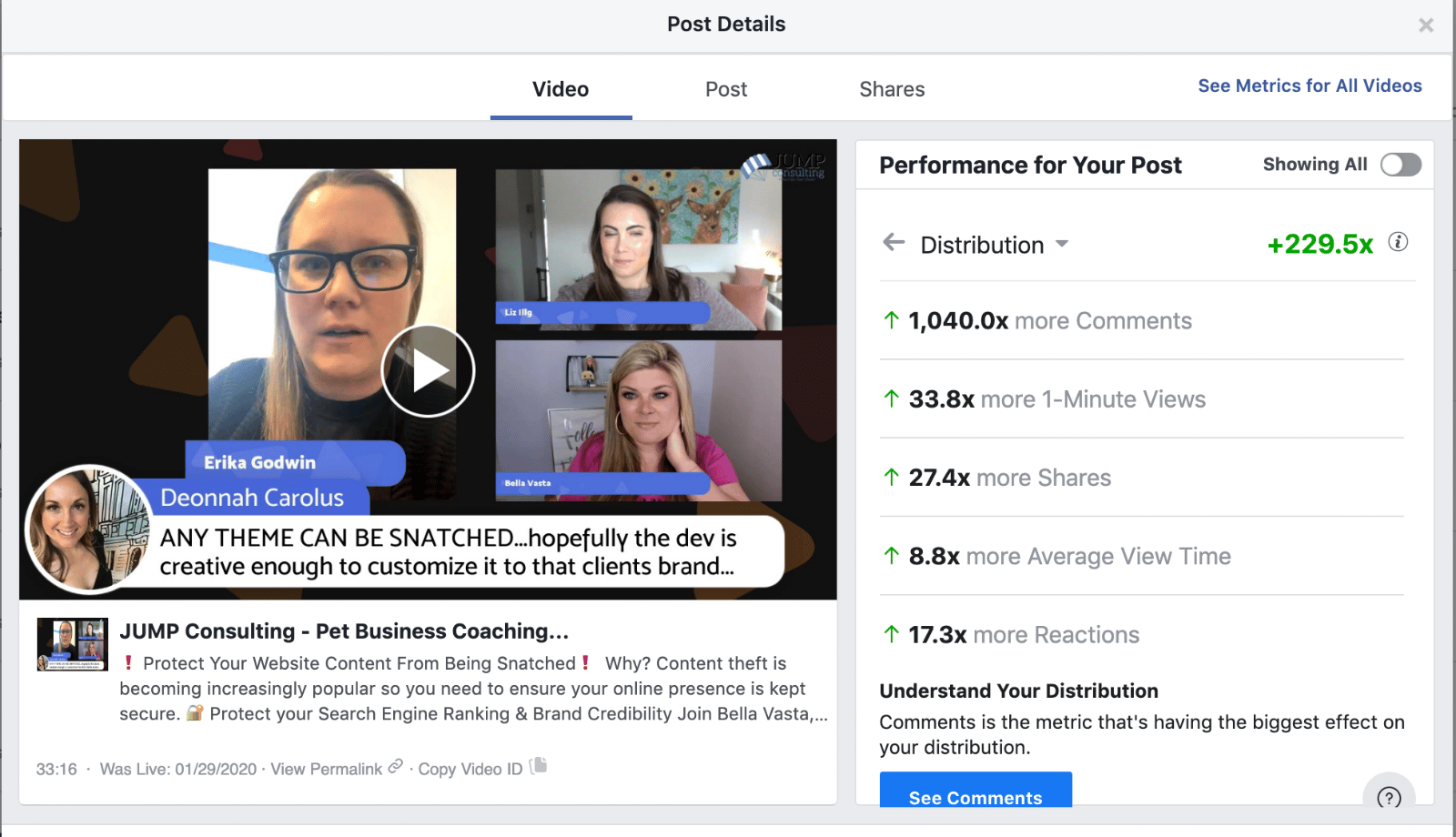 Results from Facebook Live Strategy