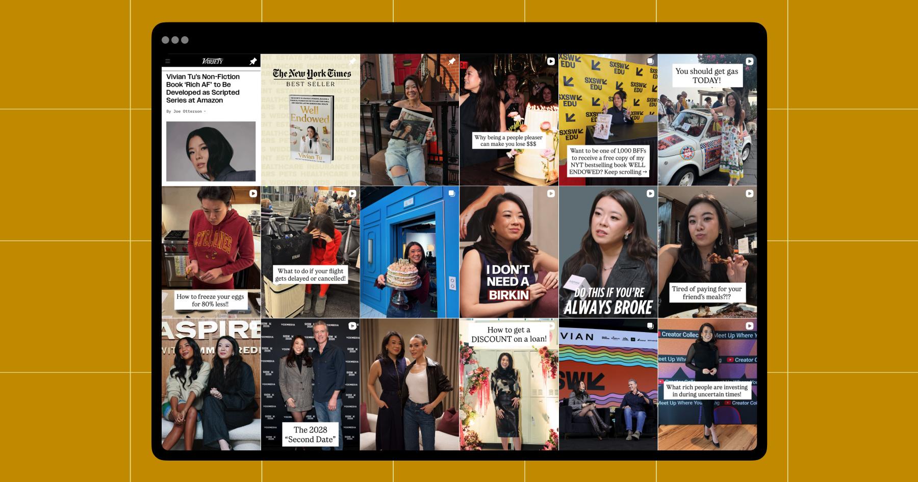 Screenshot of Vivian Tu's Instagram grid