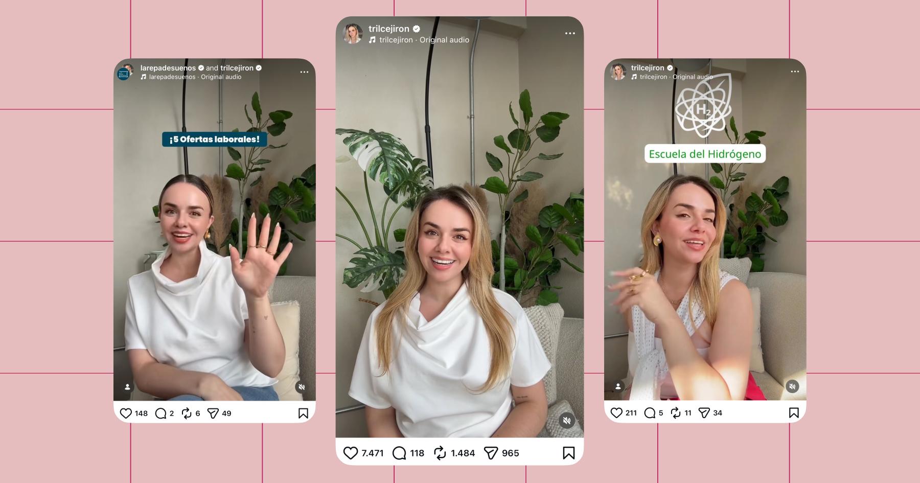 Screenshots of @trilcejiron on Instagram