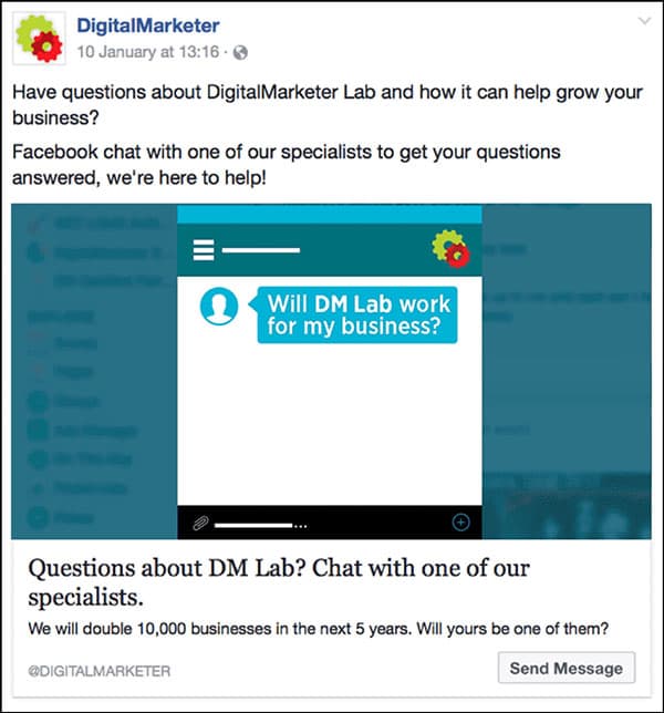 DigitalMarketer Direct Reponse Facebook Ad | 6 Direct Response Marketing Examples to Try Now