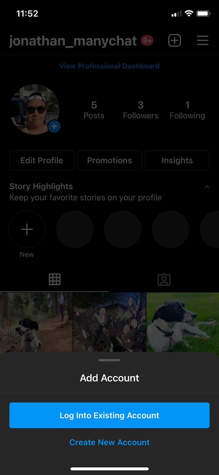 add new instagram account