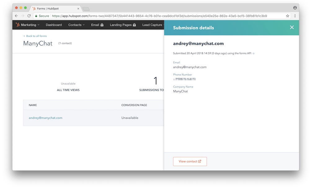 Sending Manychat data to HubSpot form #2