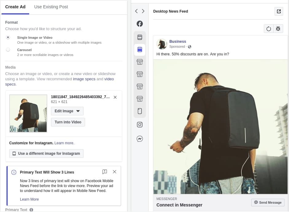 How to Make a Facebook ad that clicks to Messenger