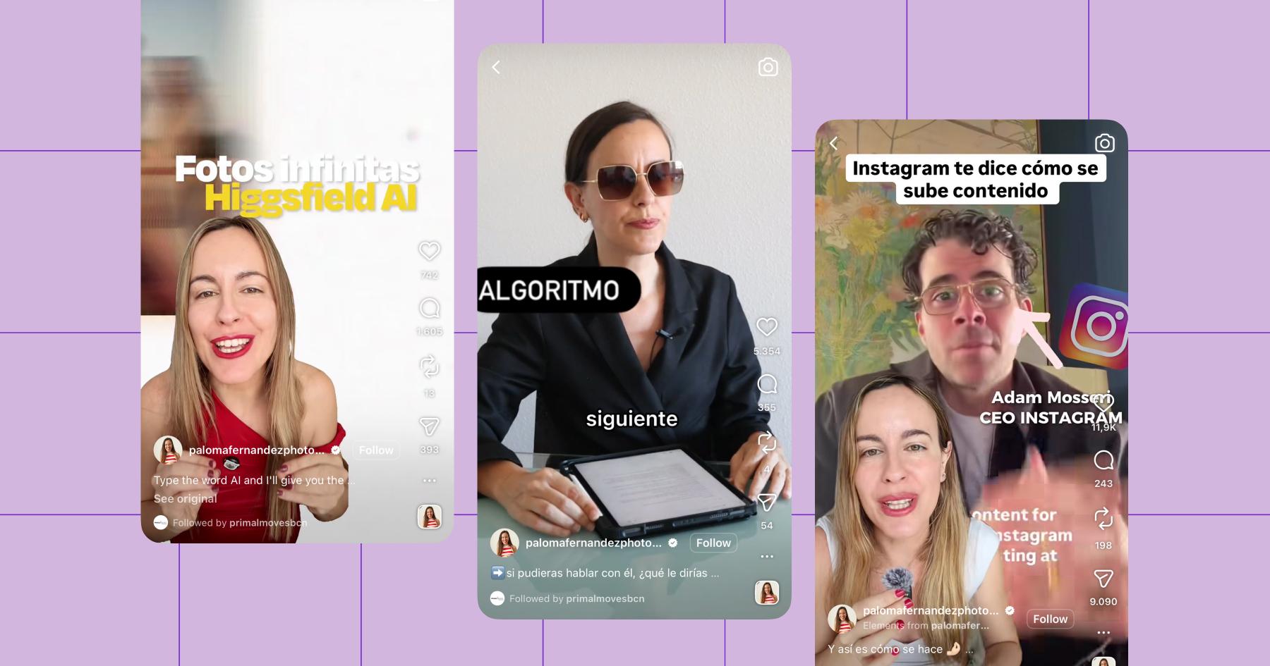 Screenshots of Paloma Fernández on Instagram