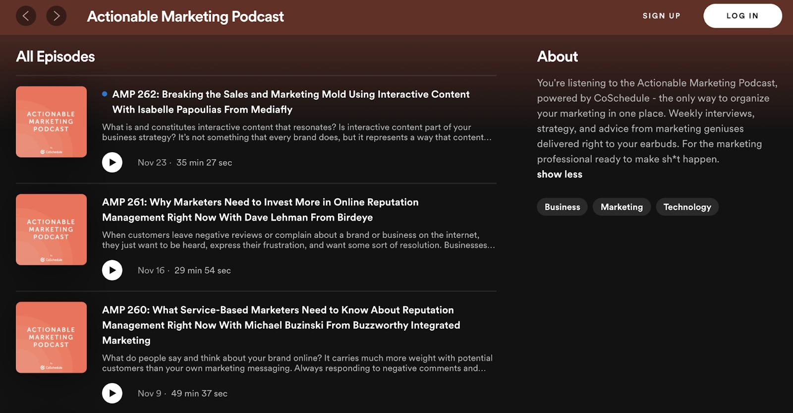 best marketing podcast: coschedule