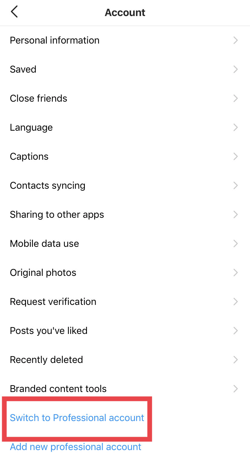 turn personal instagram account into business account