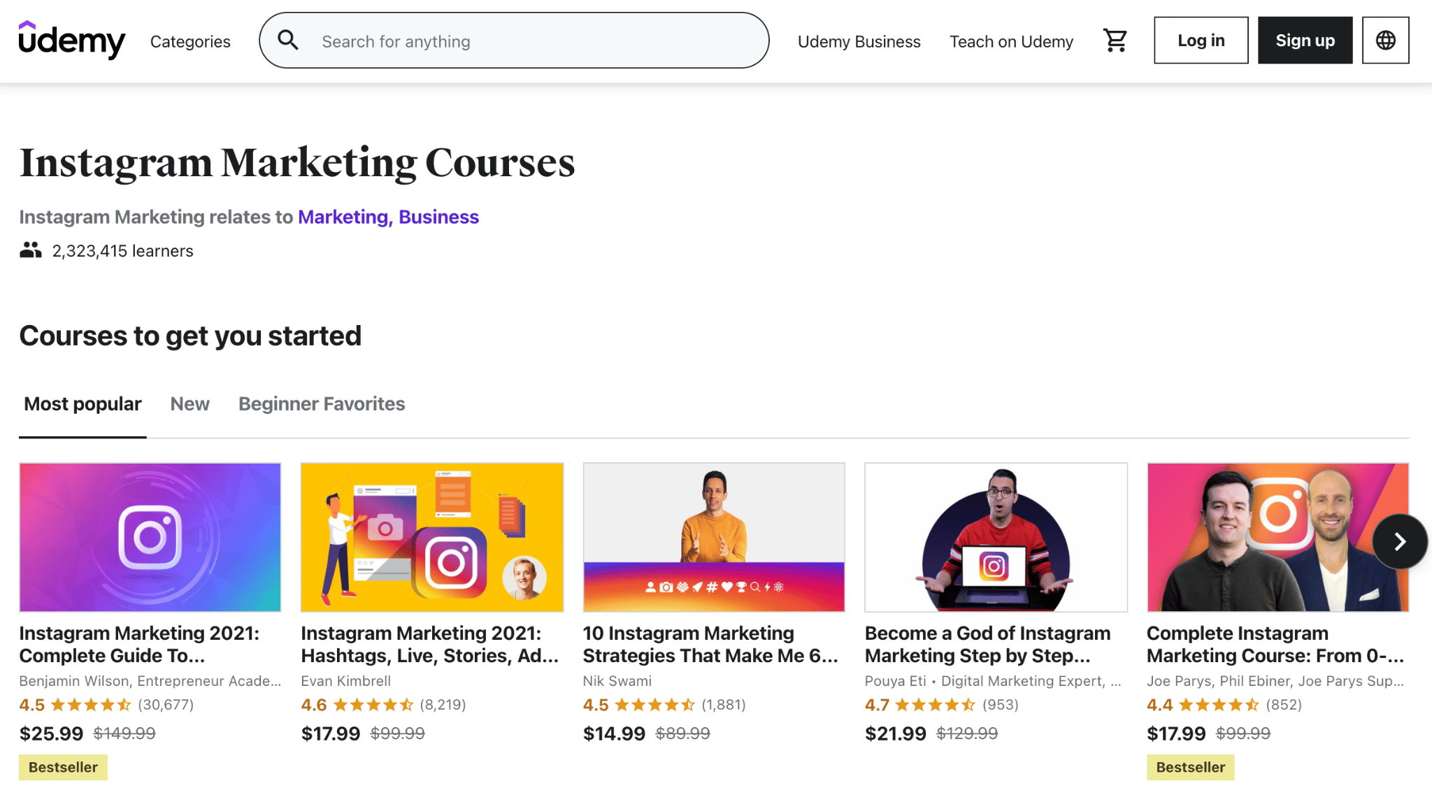 Udemy Instagram marketing course