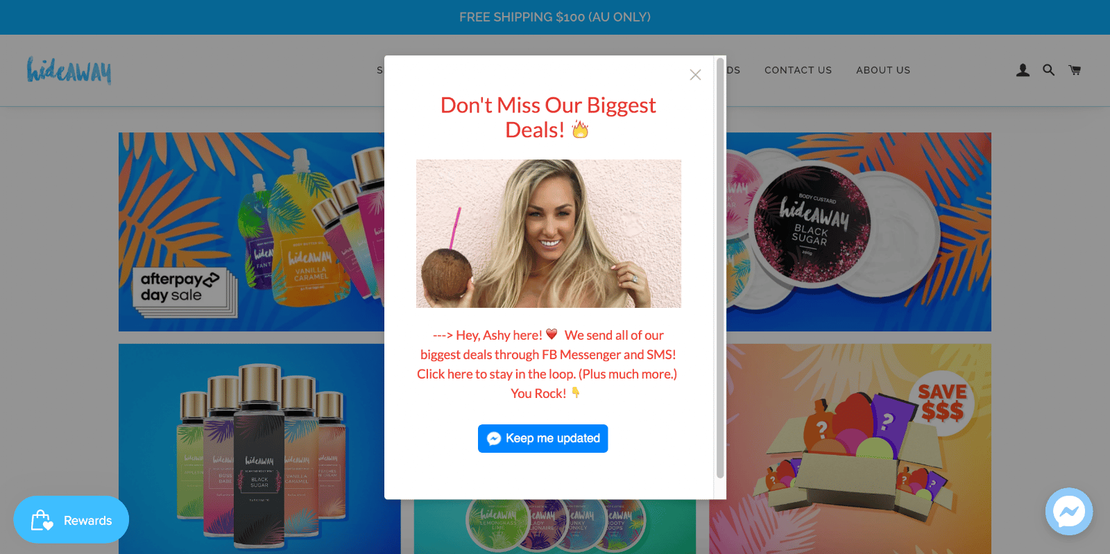 hideAWAY handmade modal popup