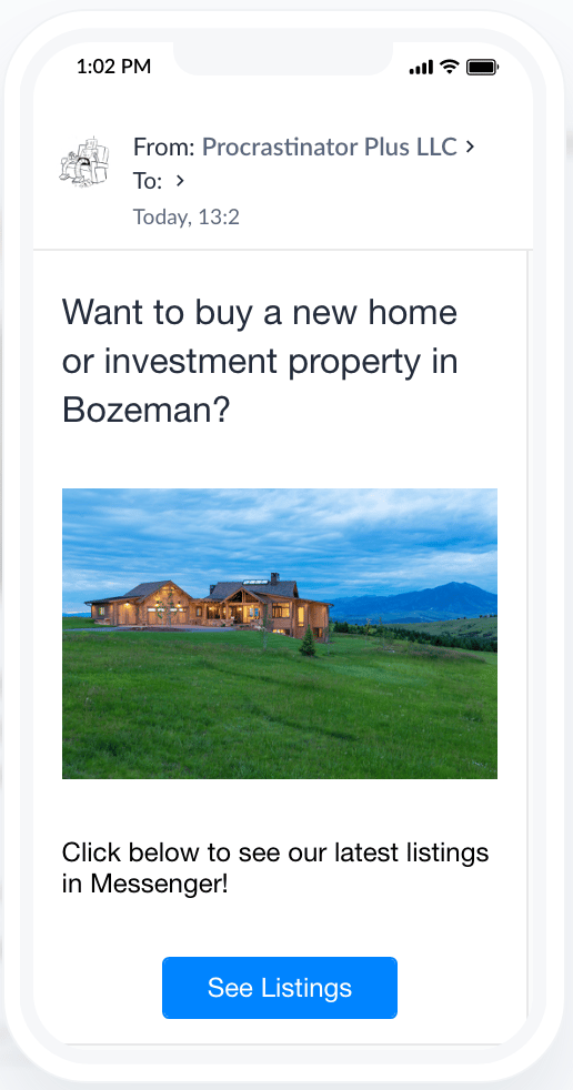 Email marketing for real estate in Manychat