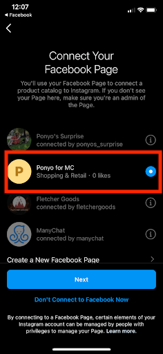 connect to your facebook page