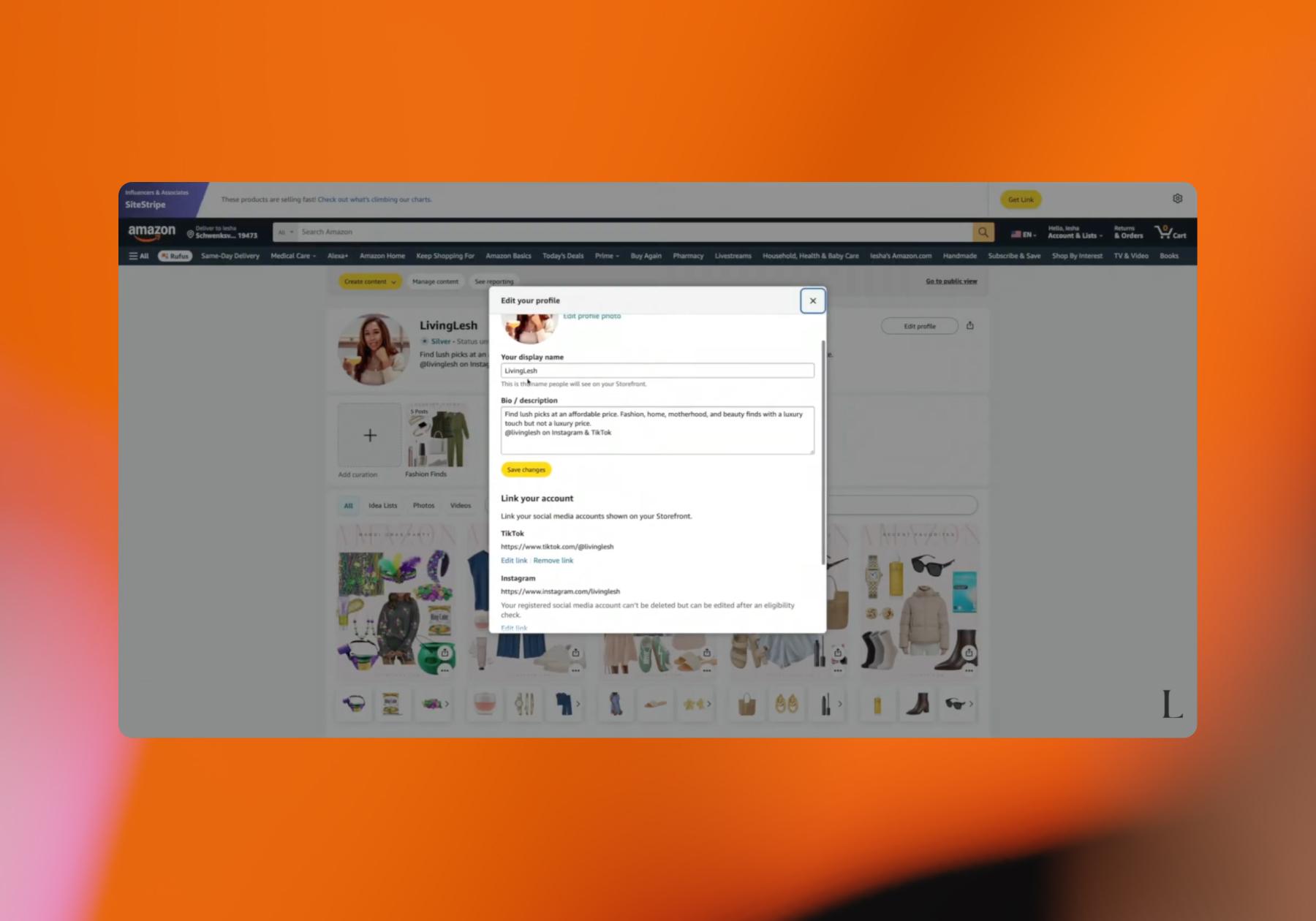 Screenshot of setup process for the storefront setup process