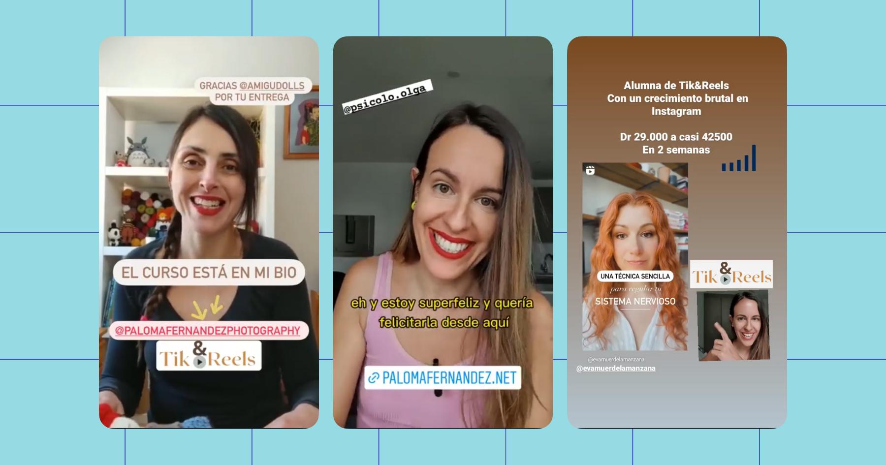 Screenshots of Paloma Fernández on Instagram