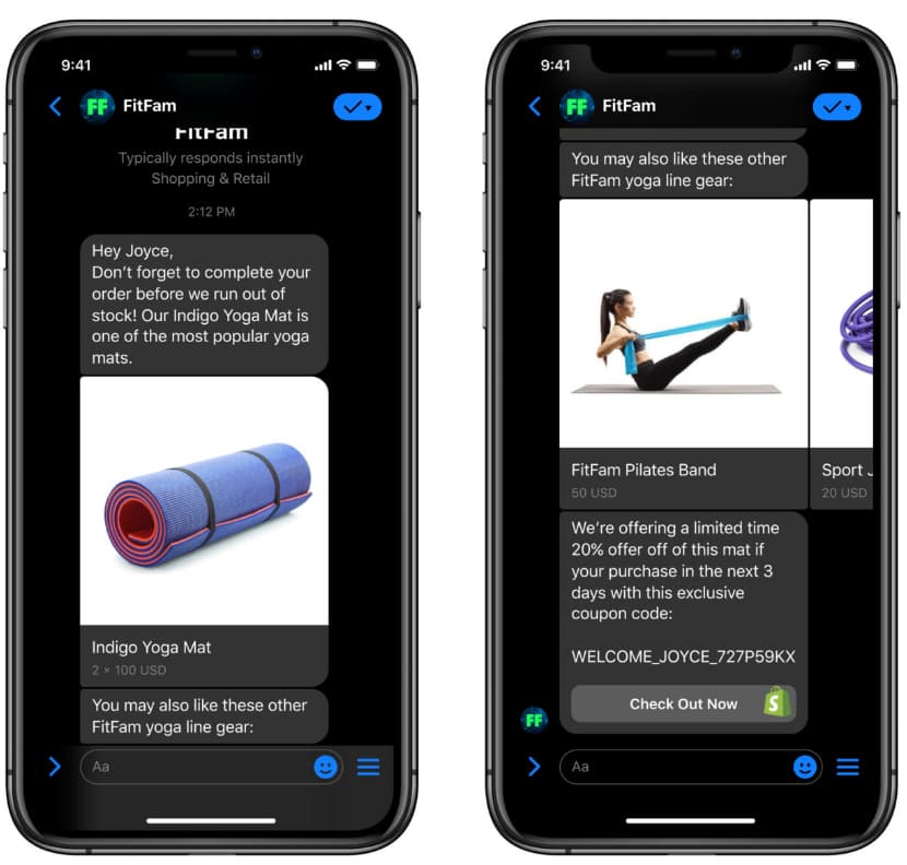 FitFam Messenger CTA button
