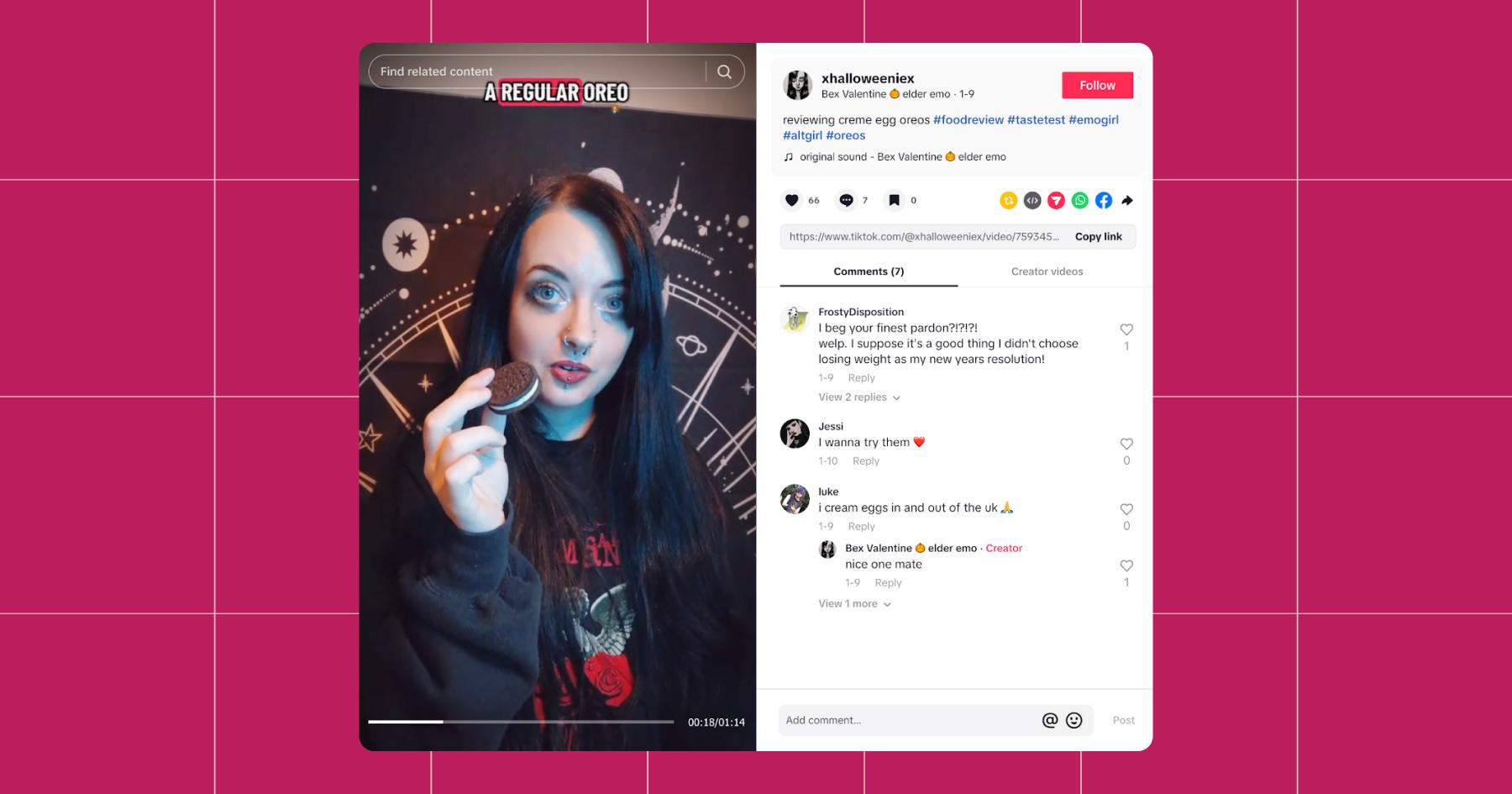 Screenshot of Product review/UGC video with a new Oreo flavor