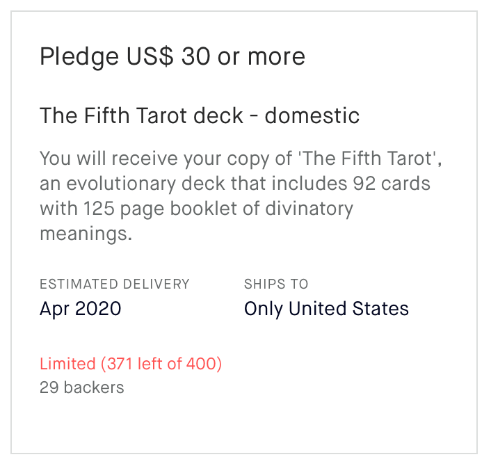 urgency example from Kickstarter campaign