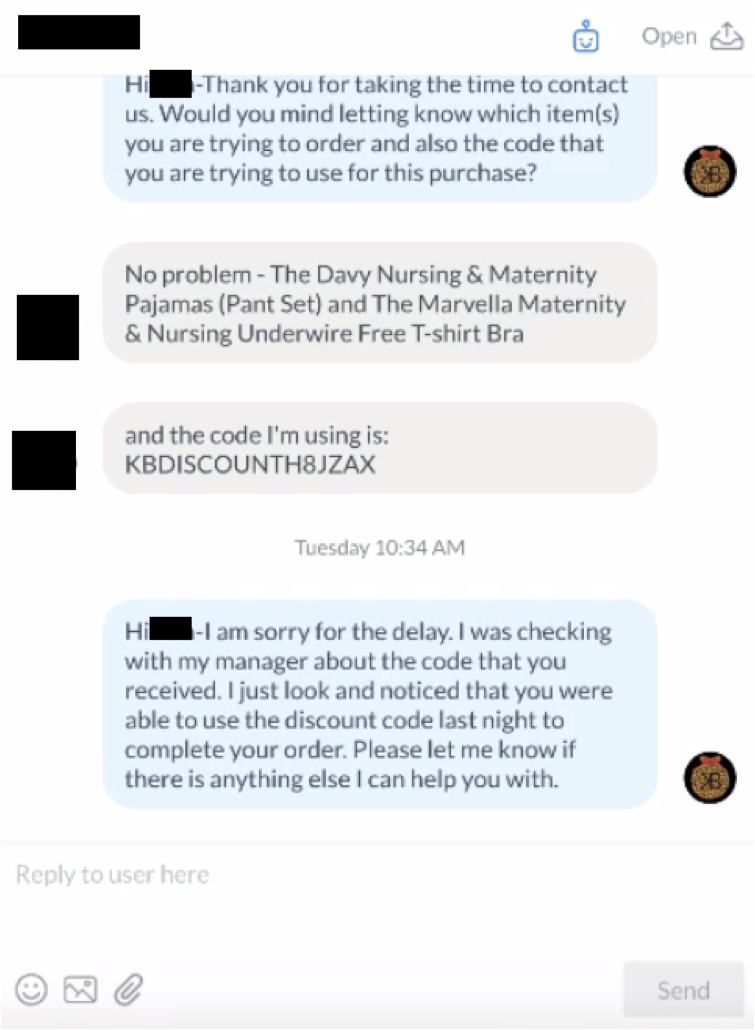 Manychat Live Chat example