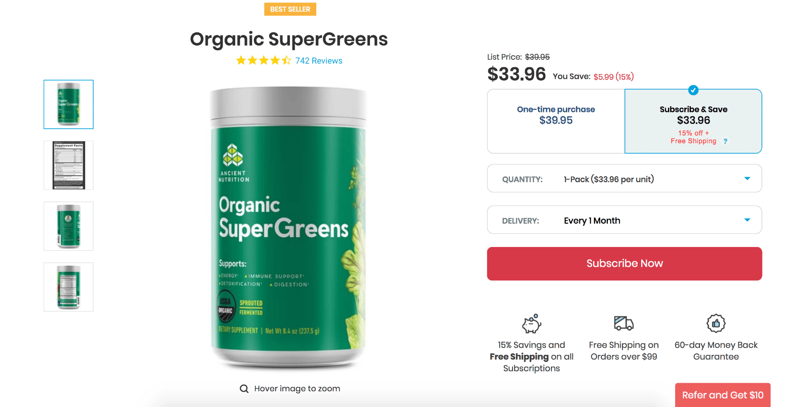 eCommerce example of discounts for subscription orders
