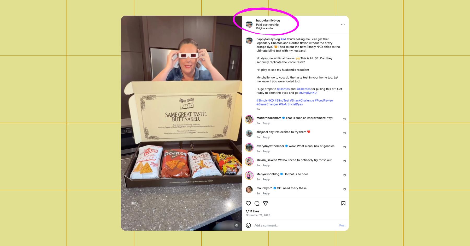 Screenshot of paid partnership post label on Instagram