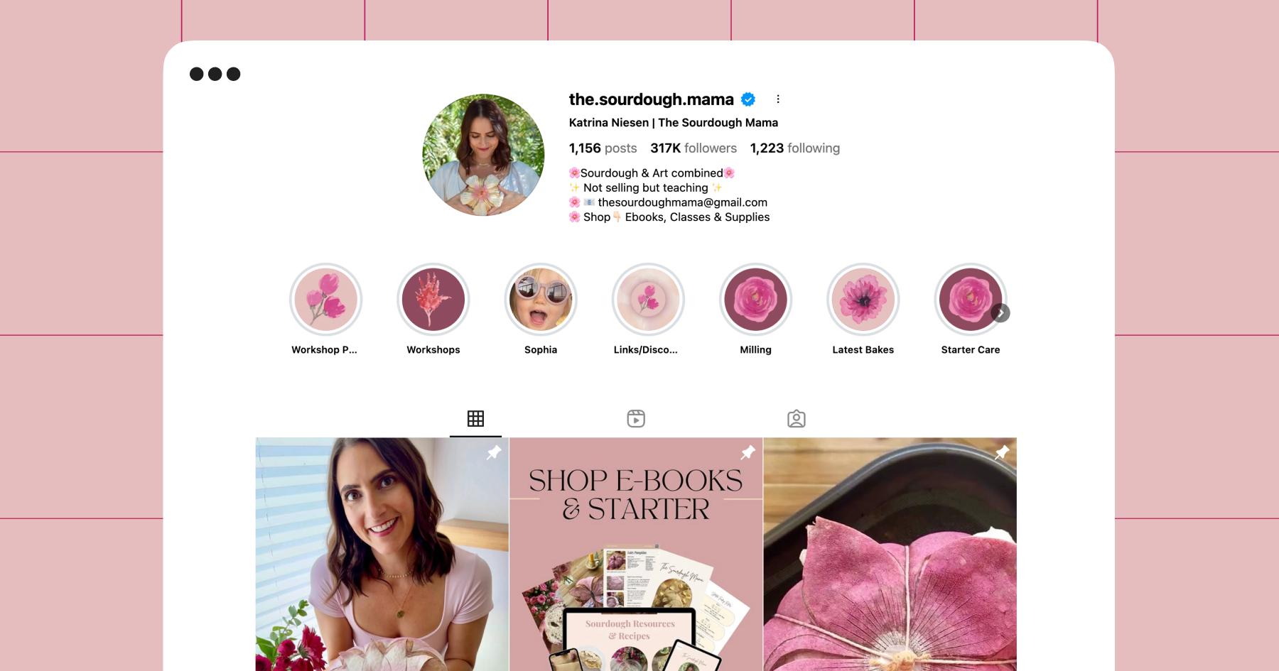 Screenshot of sourdoughmama's Instagram account profile page
