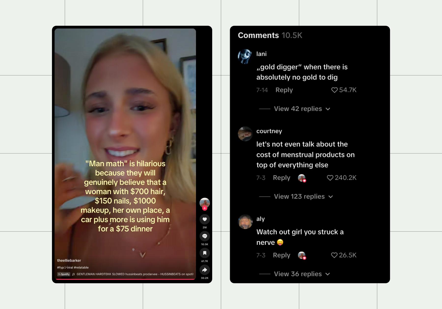 Screenshot of a TikTok influencer interacting in the comments