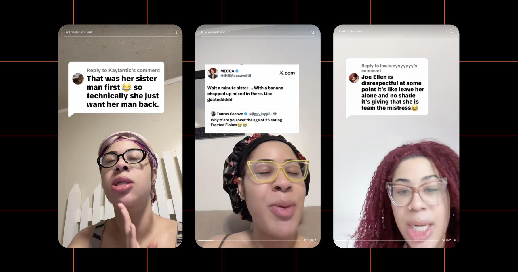 Screenshot of creator Mecca Evans (@meccavellii) on TikTok, turning good comments into new content using TikTok’s reply feature 